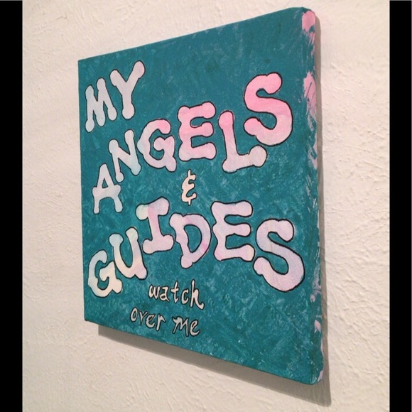 “My Angels & Guides watch over me” 10”x10”Acrylic Handpainted Canvas Painting - Picture 2 of 5